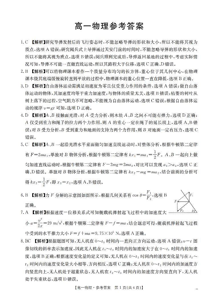物理答案_扫描版第1页