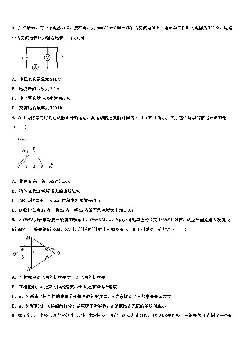 2026届浙江省十校联盟选考学考高考冲刺物理模拟试题含解析第2页