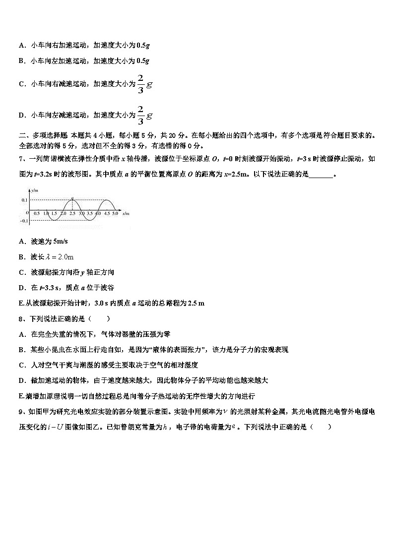 2026届浙江诸暨中学高三下学期第六次检测物理试卷含解析第3页