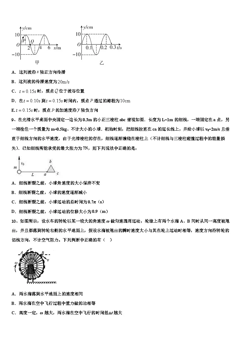2026届浙江省学军、镇海等名校高考冲刺物理模拟试题含解析第3页