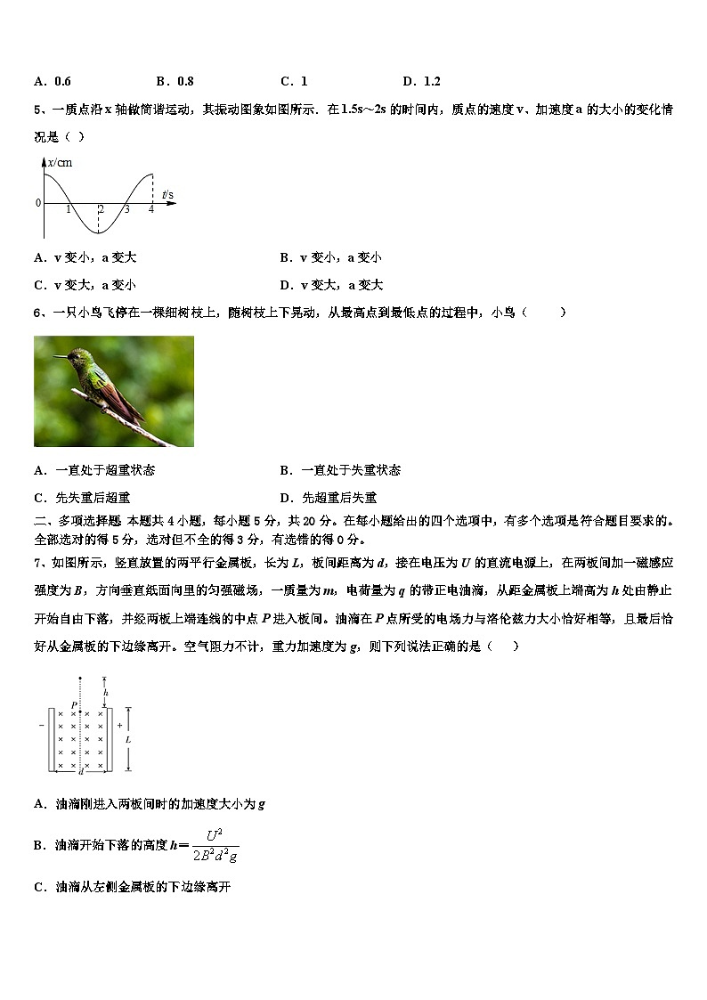 2026届中学高三二诊模拟考试物理试卷含解析第2页