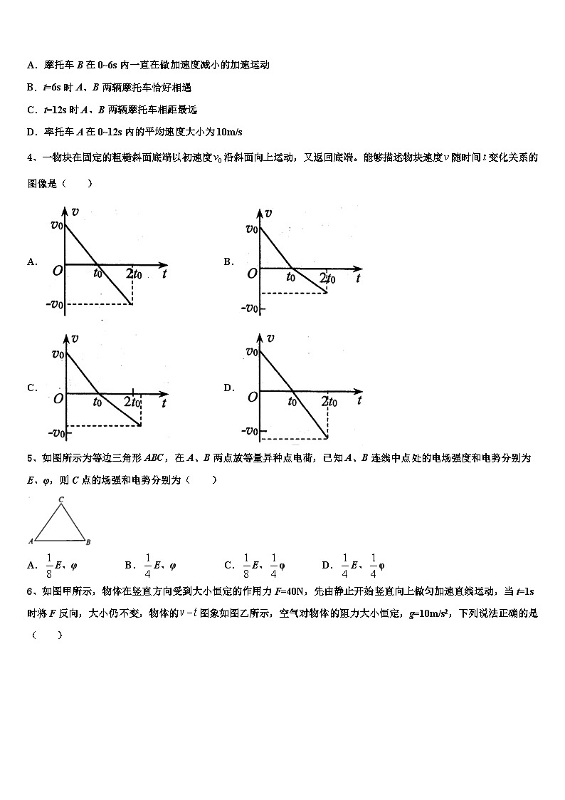 2026届重庆九龙坡区高考冲刺物理模拟试题含解析第2页