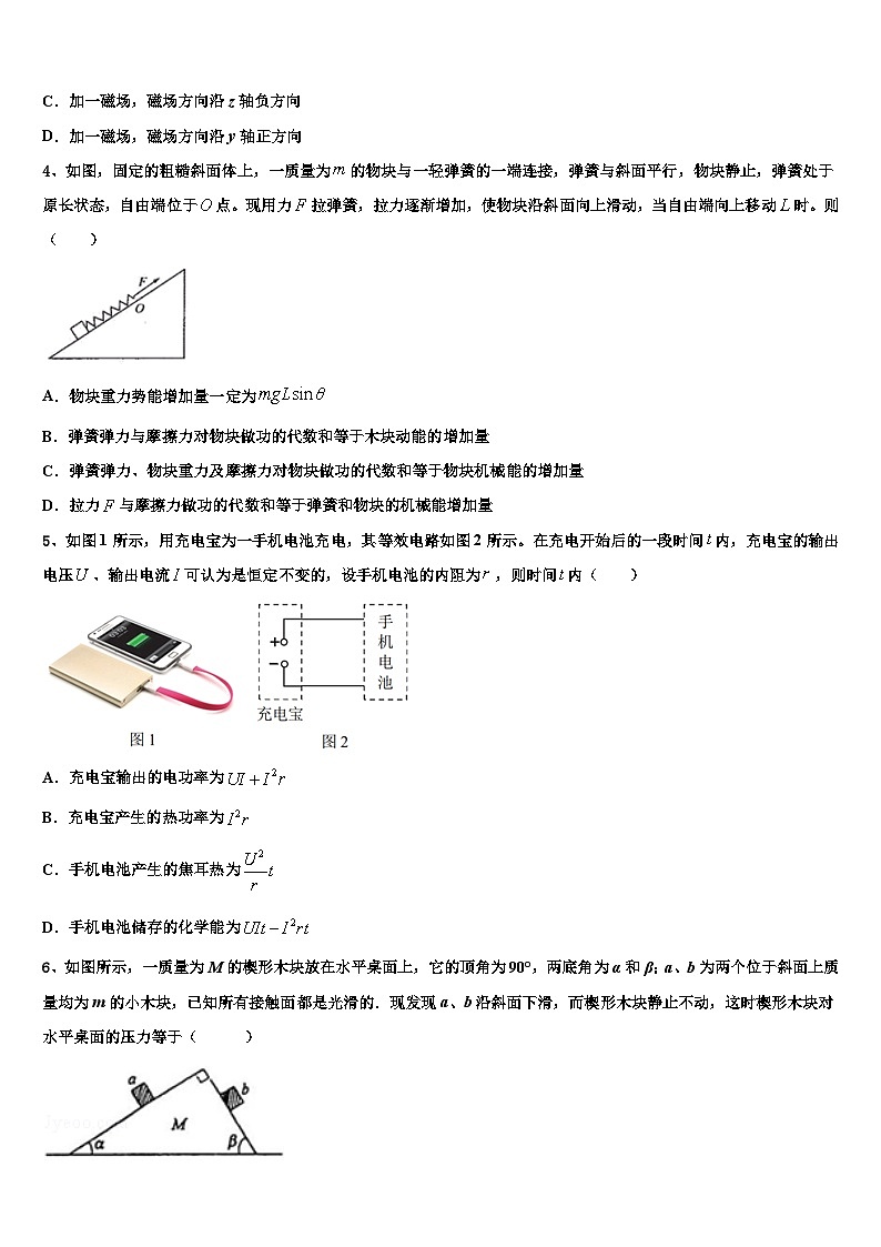2026届重庆市九龙坡区高考物理押题试卷含解析第2页