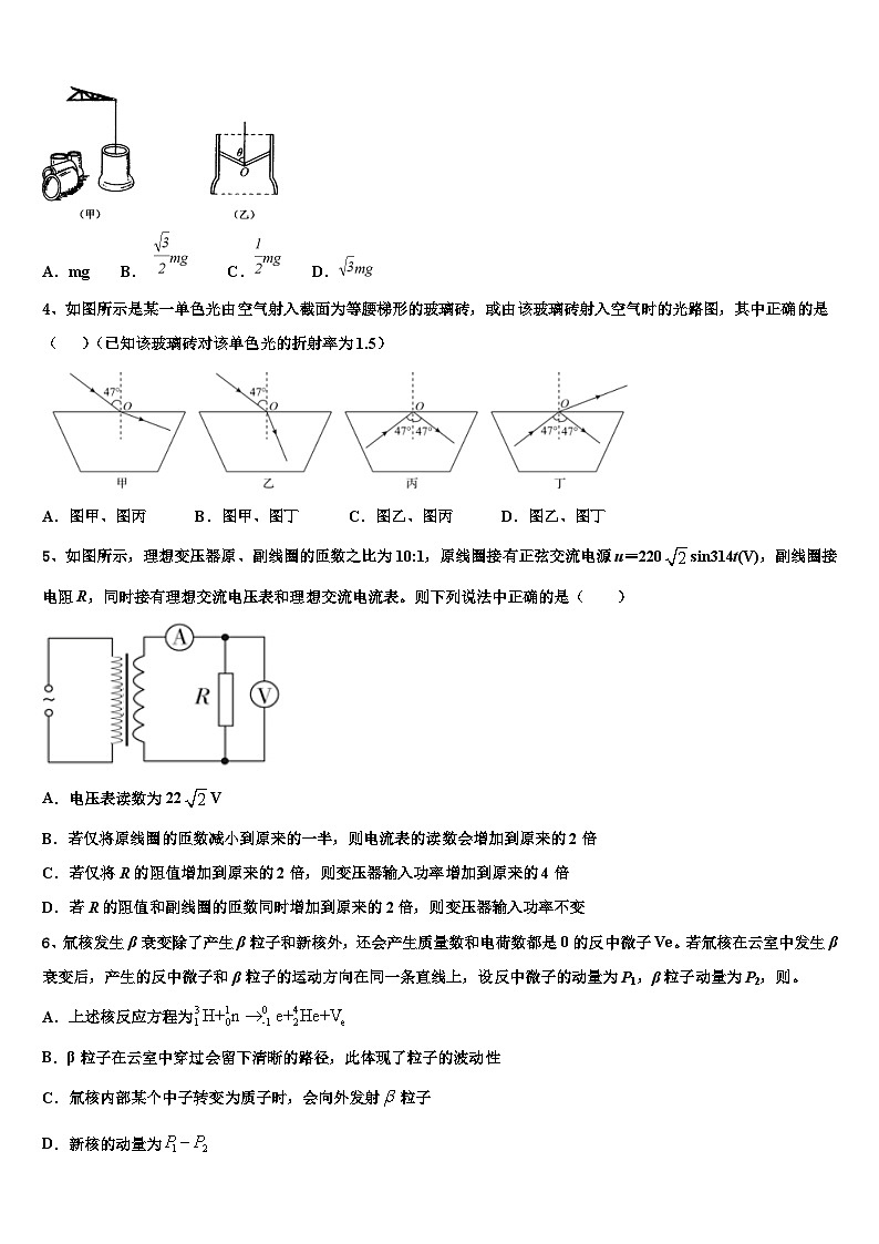 2026届重庆市九校联盟高考冲刺模拟物理试题含解析第2页