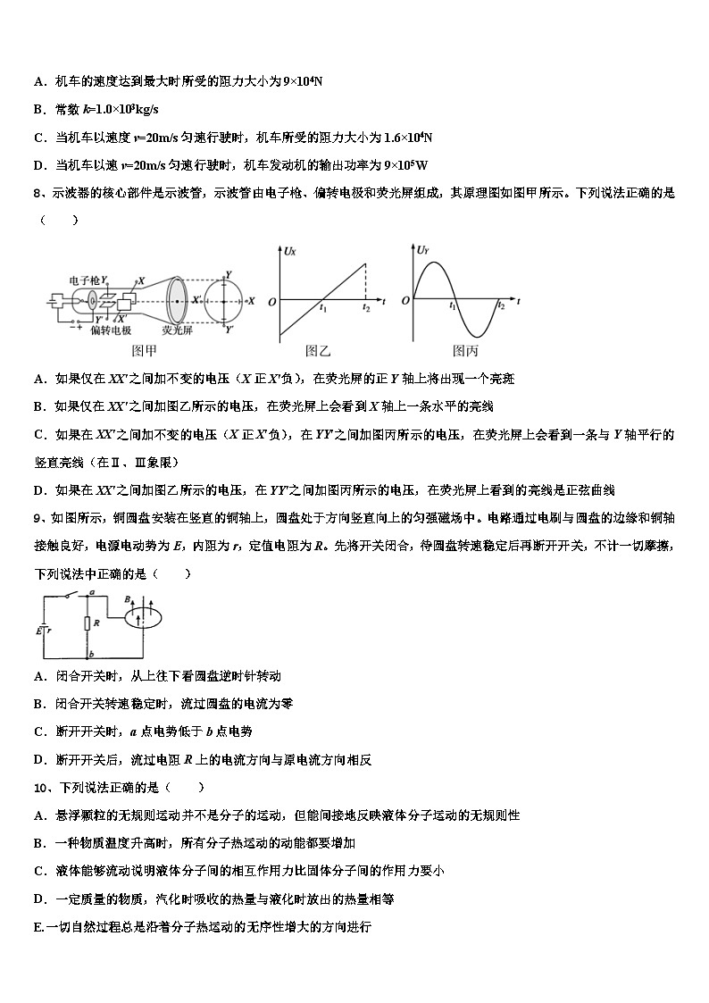 2026届重庆市綦江区高三第五次模拟考试物理试卷含解析第3页