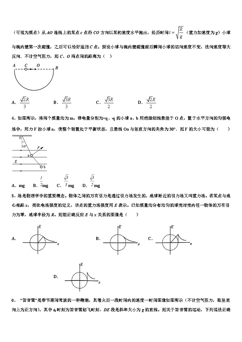 2026届重庆市重庆一中高考适应性考试物理试卷含解析第2页