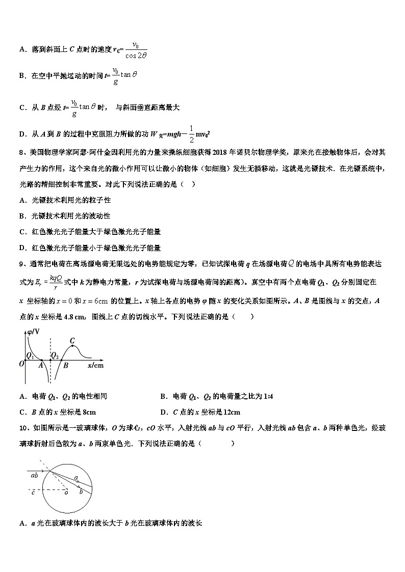 安徽阜阳市临泉县第一中学2026届高三一诊考试物理试卷含解析第3页