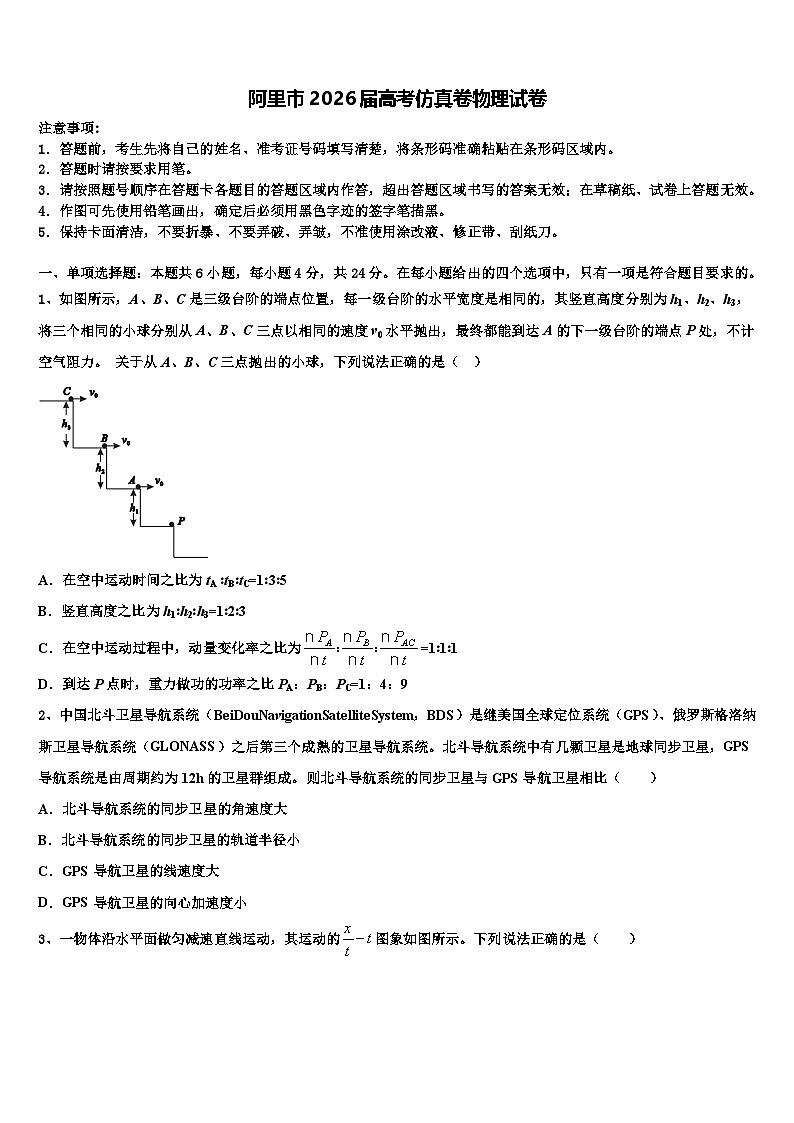 阿里市2026届高考仿真卷物理试卷含解析第1页