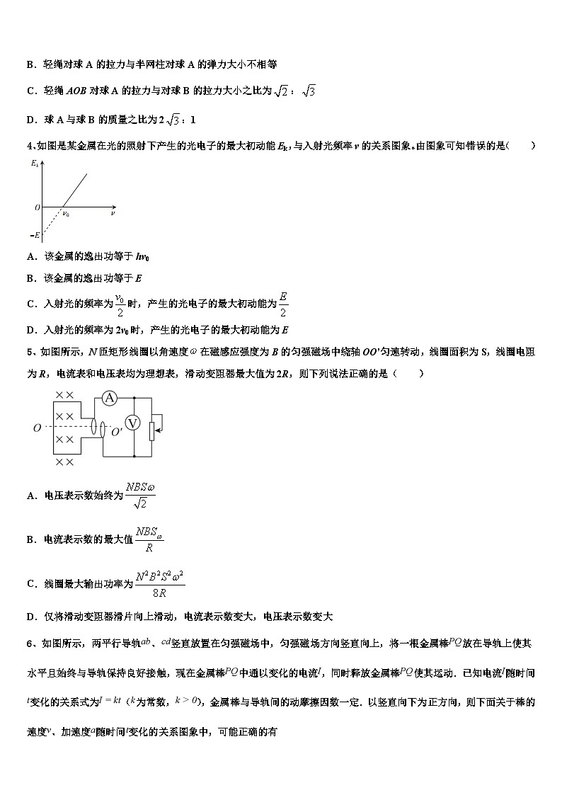 阿里市重点中学2026届高考物理二模试卷含解析第2页