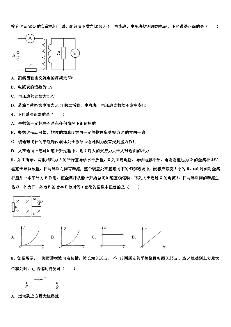 安徽省滁州市定远县育才学校2026届高考冲刺押题（最后一卷）物理试卷含解析第2页