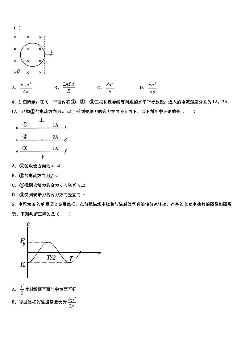 安徽巢湖市2026届高三下学期一模考试物理试题含解析第2页