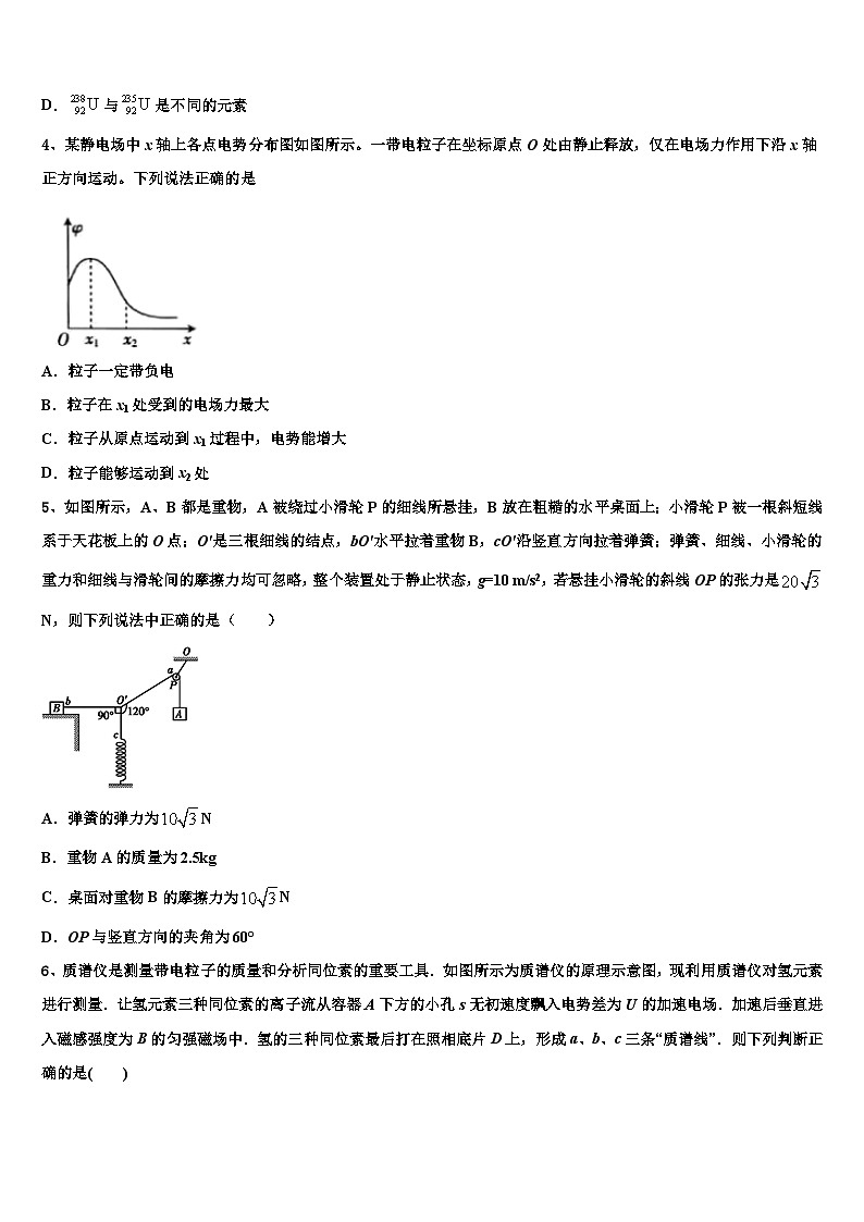 安徽省亳州市蒙城县第一中学2026届高三下学期一模考试物理试题含解析第2页