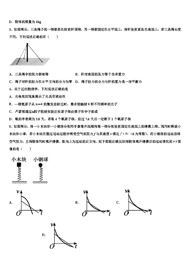 安徽省滁州市部分示范高中2026届高三第六次模拟考试物理试卷含解析第2页