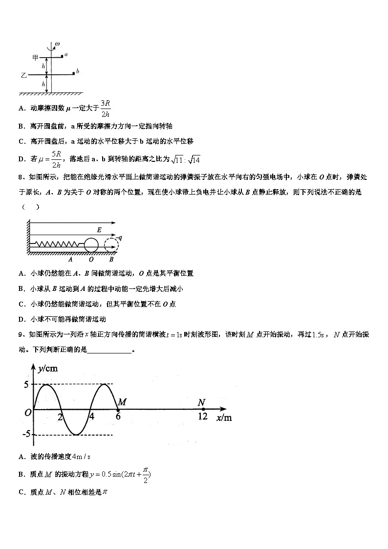 安徽省干汊河中学2026届高三第六次模拟考试物理试卷含解析第3页