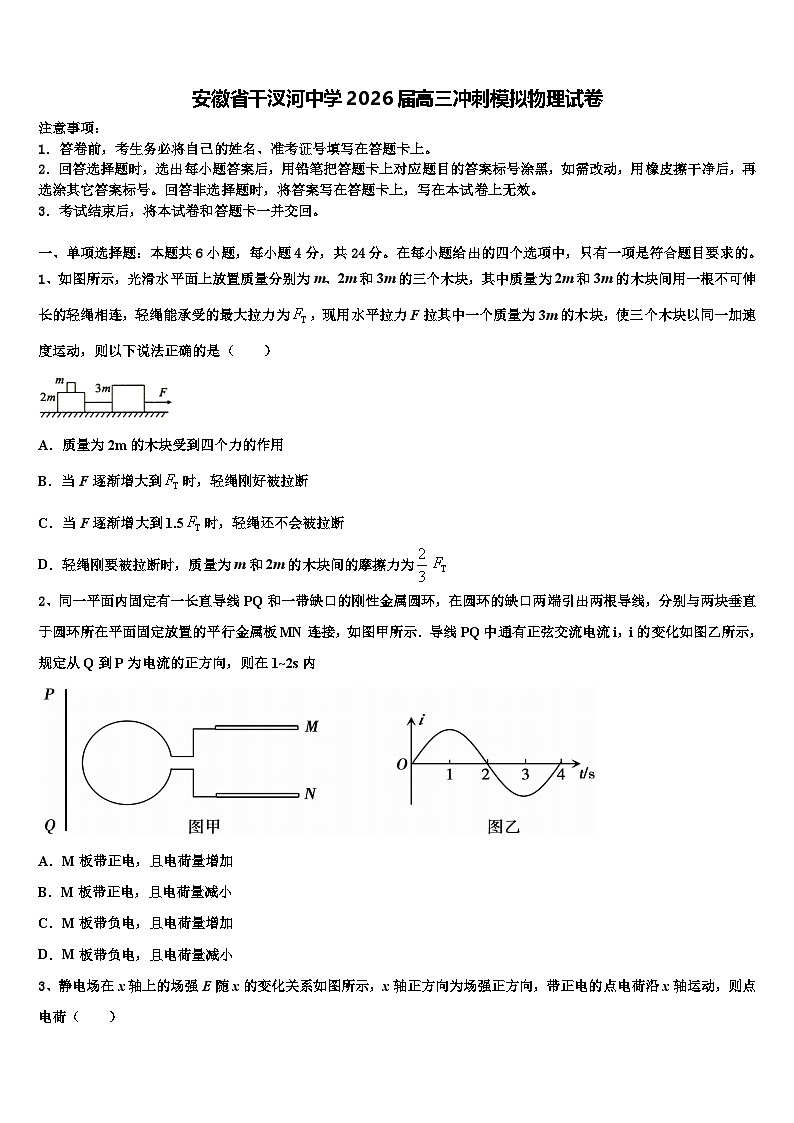 安徽省干汊河中学2026届高三冲刺模拟物理试卷含解析第1页