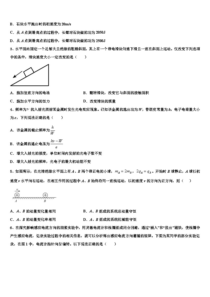 安徽省安庆市桐城中学2026届高三六校第一次联考物理试卷含解析第2页