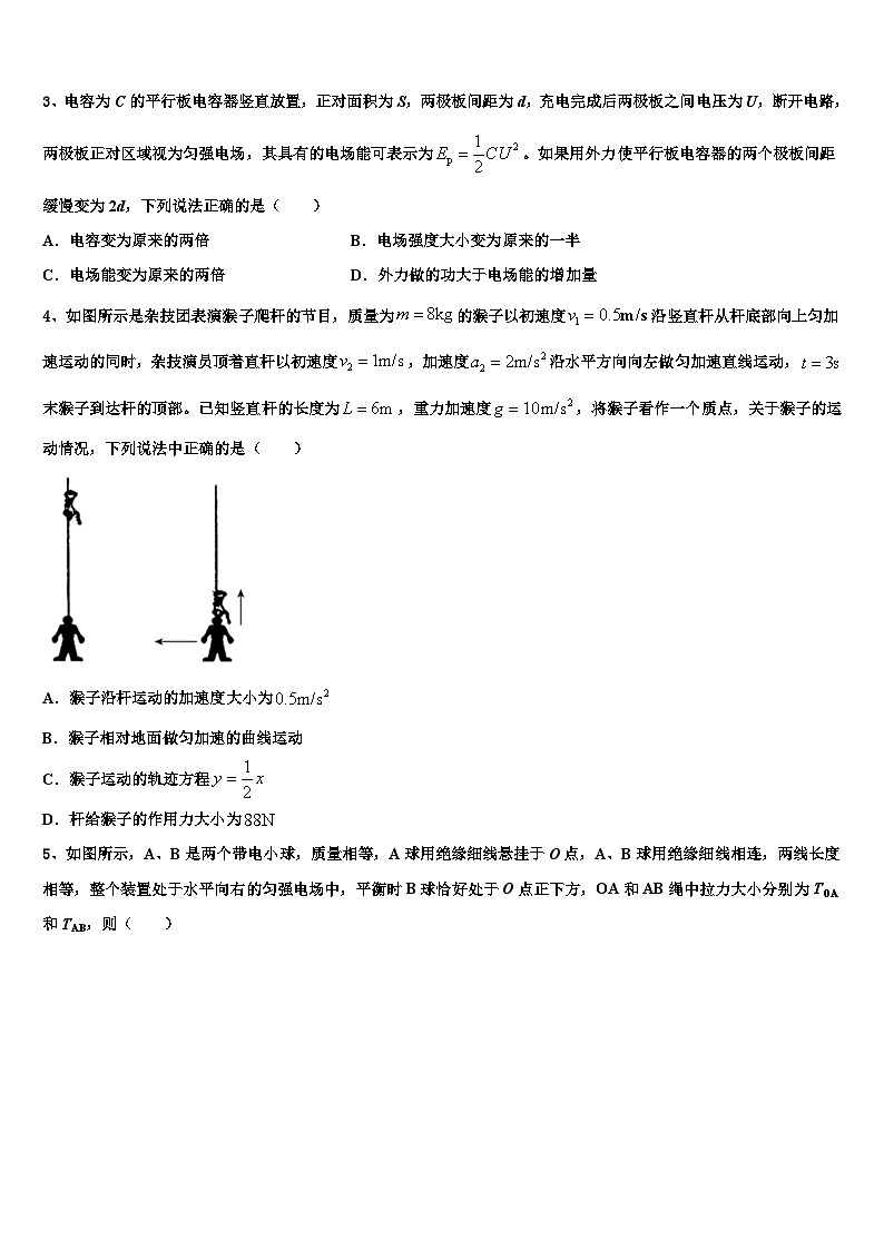 安徽省合肥六中、合肥八中、阜阳一中、淮北一中四校2026届高考物理考前最后一卷预测卷含解析第2页