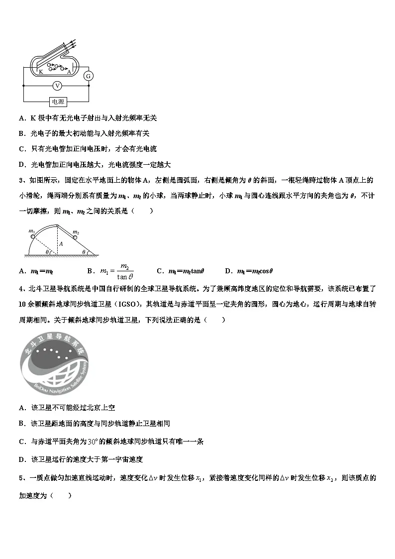 安徽省砀山县第二中学2026届高三下学期一模考试物理试题含解析第2页