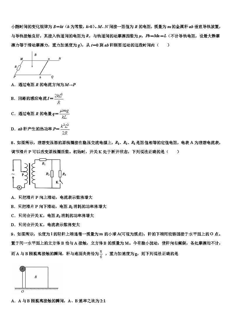 安徽省巢湖第一中学2026届高三最后一卷物理试卷含解析第3页