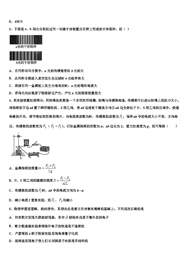 安徽合肥一六八中学2026届高三第五次模拟考试物理试卷含解析第2页