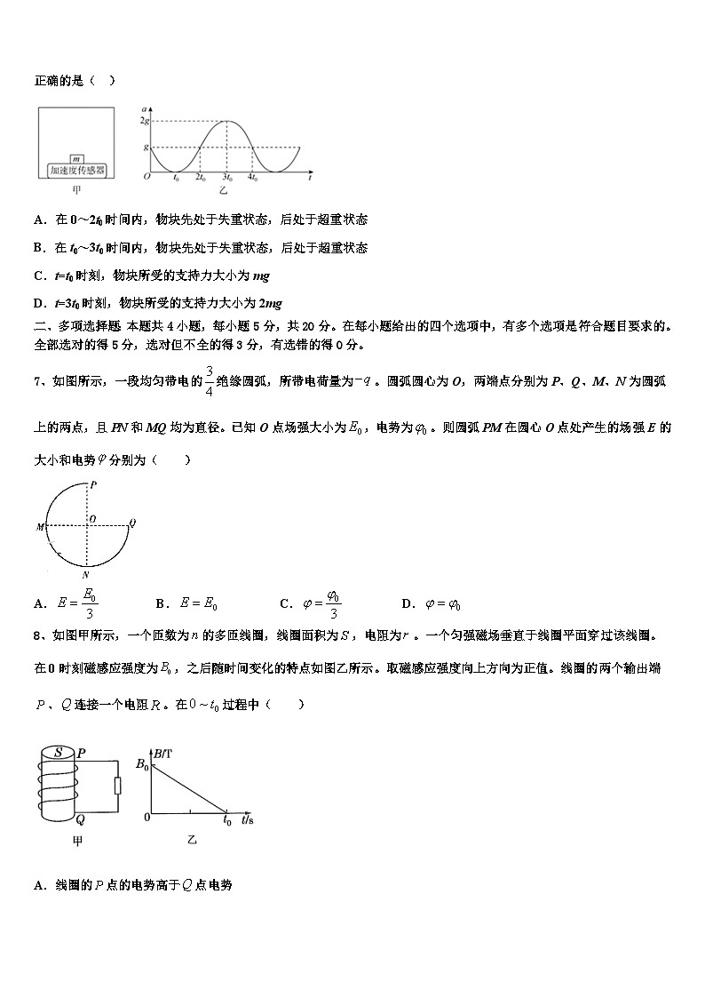 安徽六安市第一中学2026届高三第一次调研测试物理试卷含解析第3页