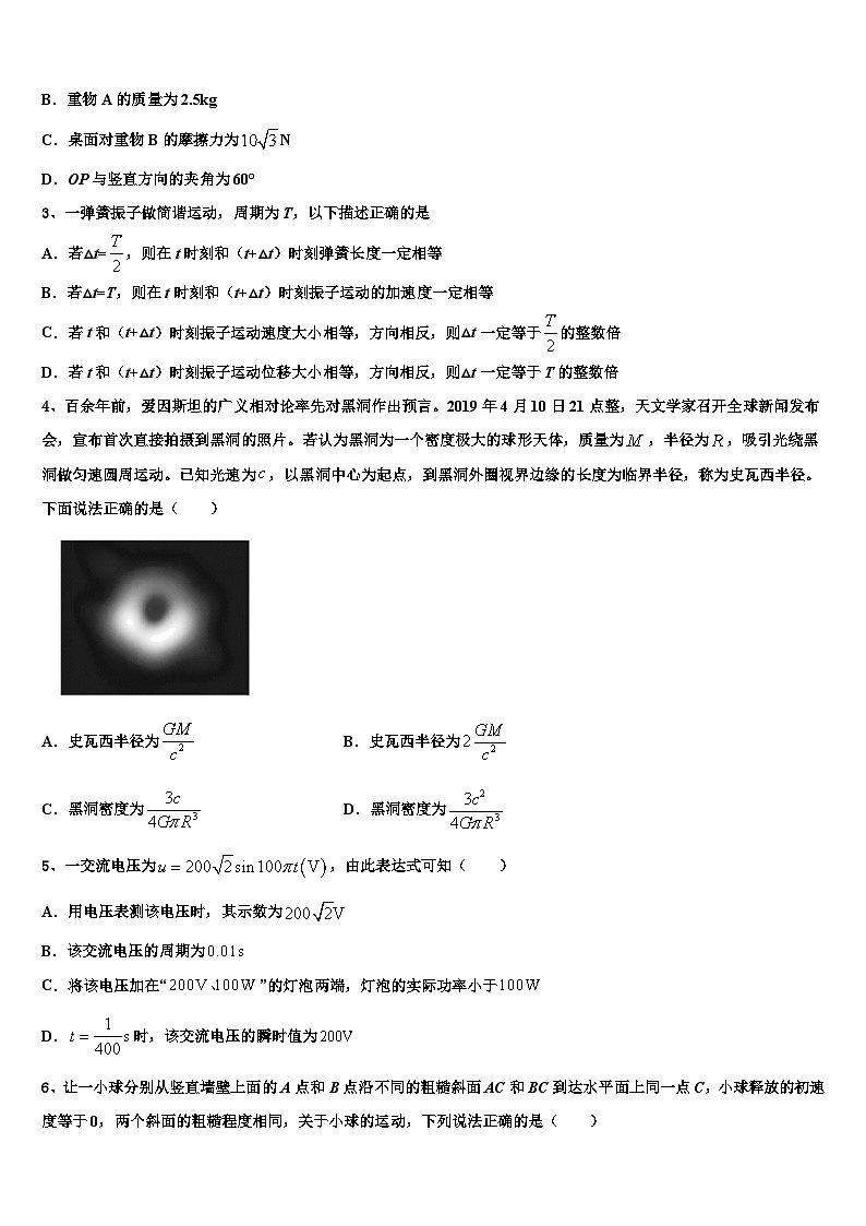 安徽合肥八中2026届高三第六次模拟考试物理试卷含解析第2页