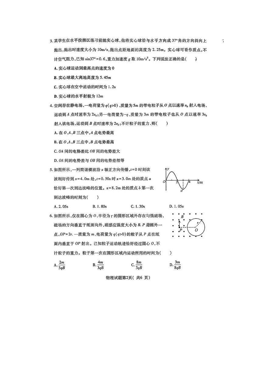 临汾市2026年高三年级质量监控第一次模拟测试 物理第2页