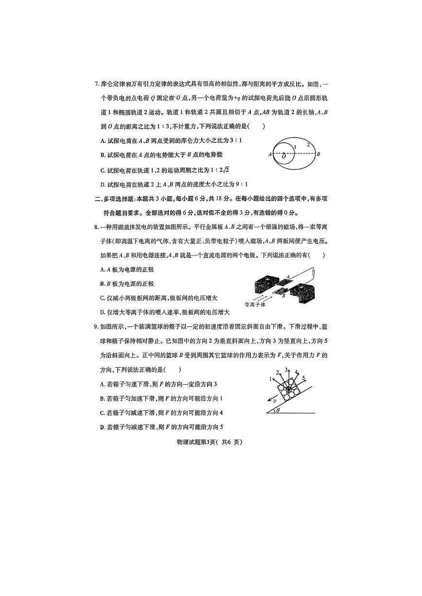 临汾市2026年高三年级质量监控第一次模拟测试 物理第3页