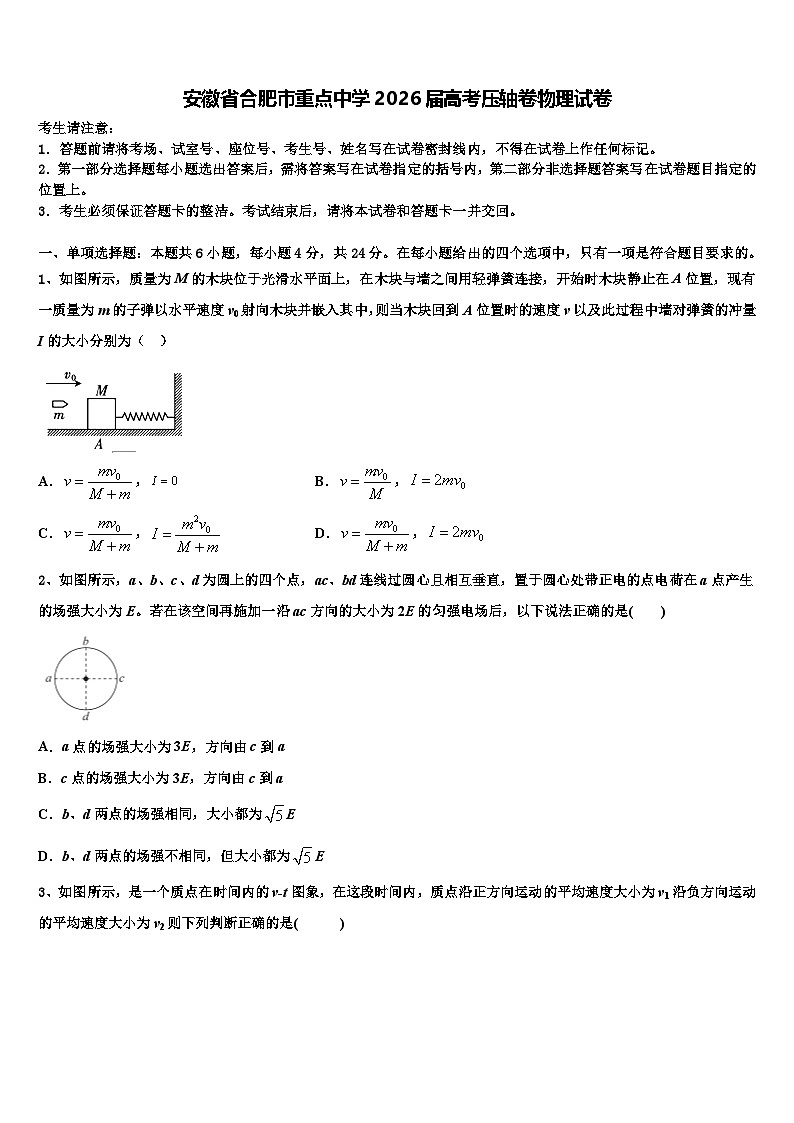 安徽省合肥市重点中学2026届高考压轴卷物理试卷含解析第1页