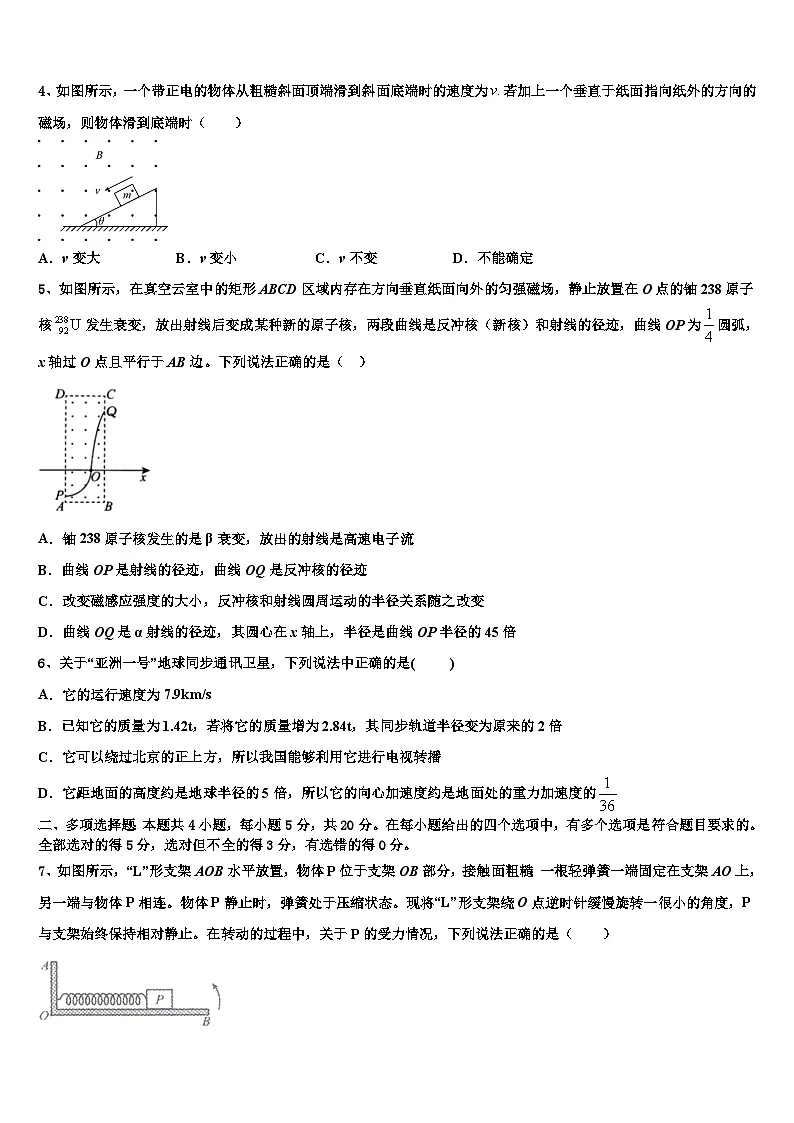 安徽省淮北地区2026届高考仿真卷物理试题含解析第2页