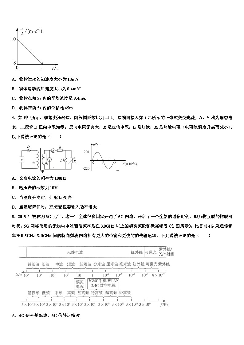 安徽省淮南一中等四校重点中学2026届高考物理四模试卷含解析第2页