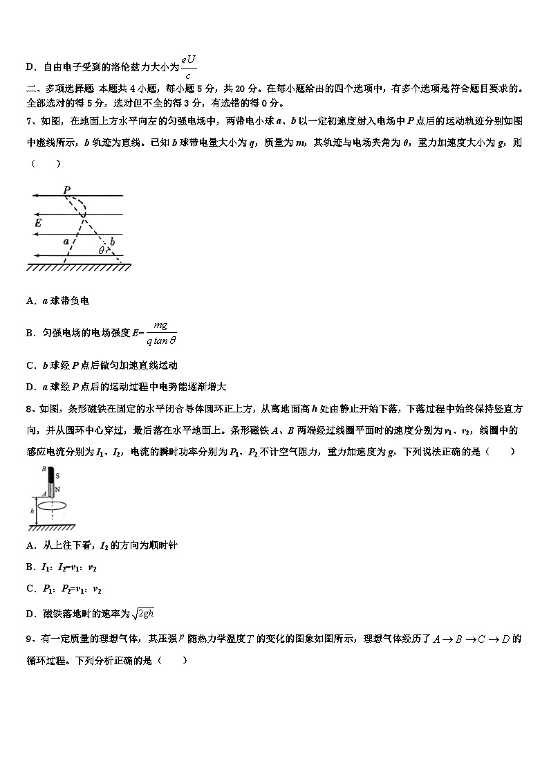 安徽省蒙城县第一中学2026届高考冲刺模拟物理试题含解析第3页