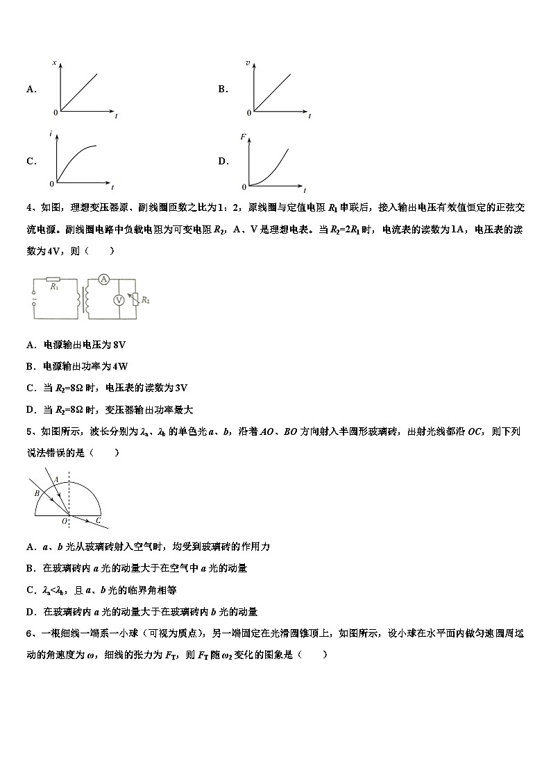安徽省利辛一中2026届高考物理二模试卷含解析第2页