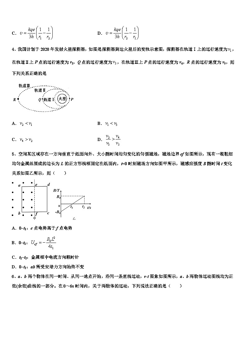 安徽省临泉县复读学校2026届高考物理四模试卷含解析第2页