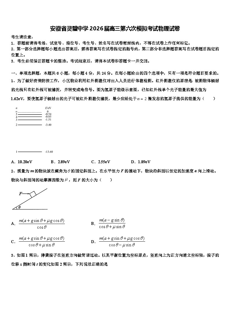 安徽省灵璧中学2026届高三第六次模拟考试物理试卷含解析第1页