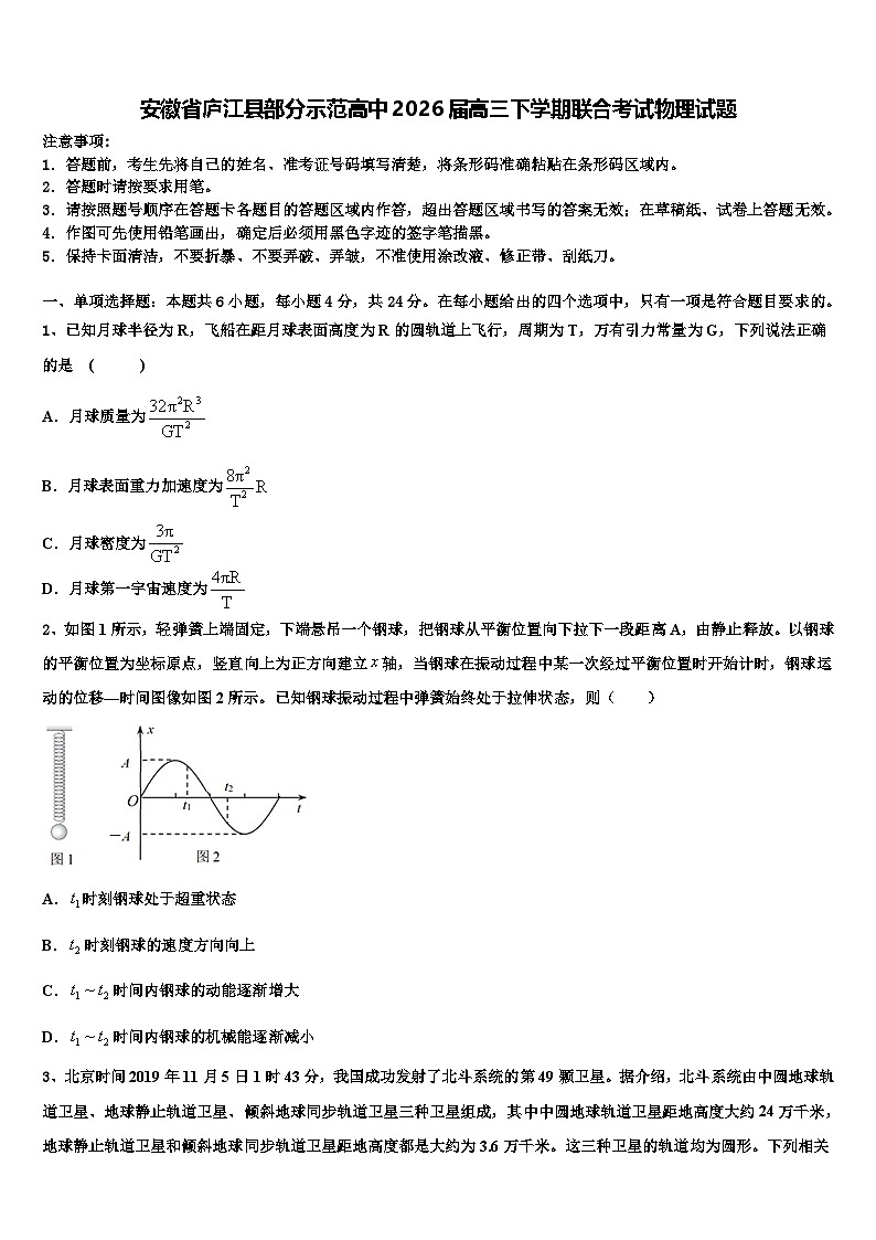 安徽省庐江县部分示范高中2026届高三下学期联合考试物理试题含解析第1页