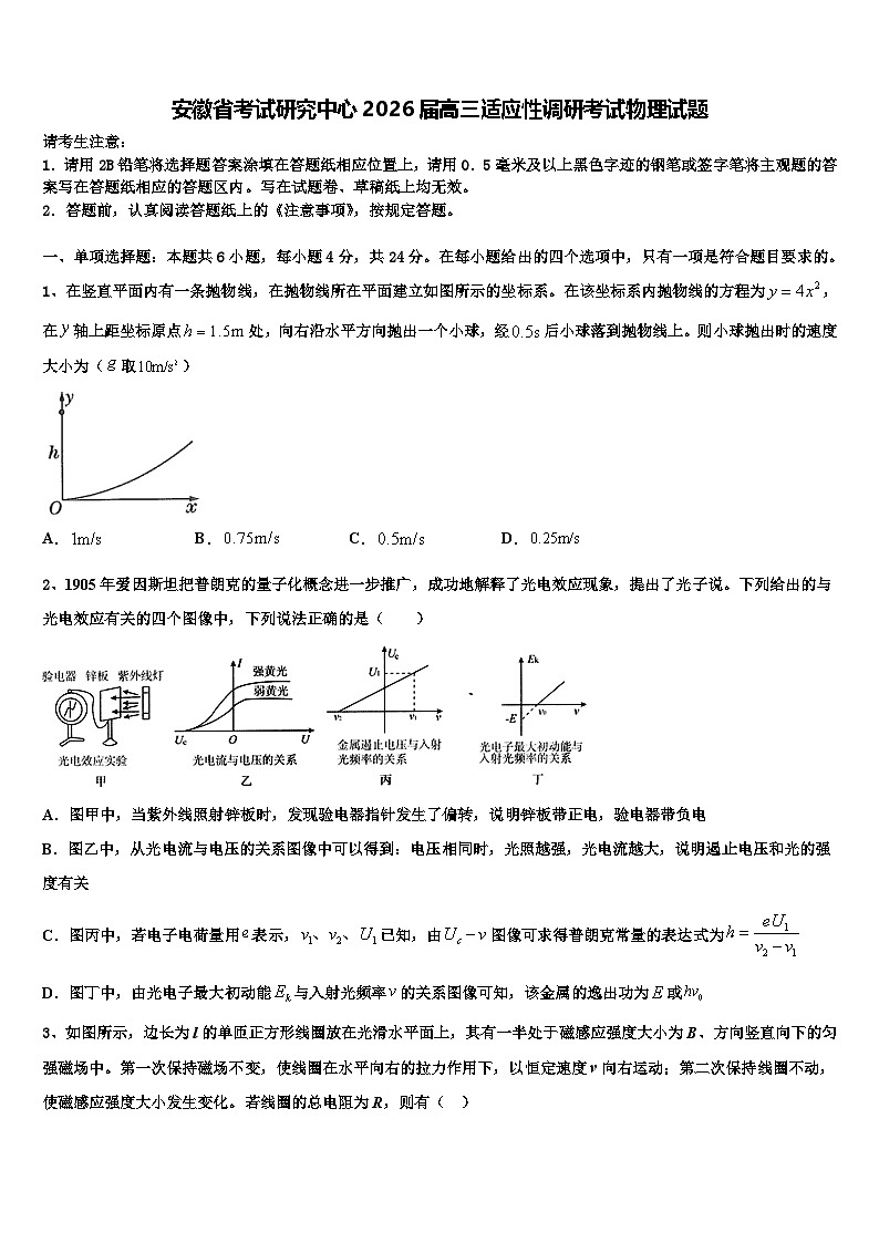 安徽省考试研究中心2026届高三适应性调研考试物理试题含解析第1页