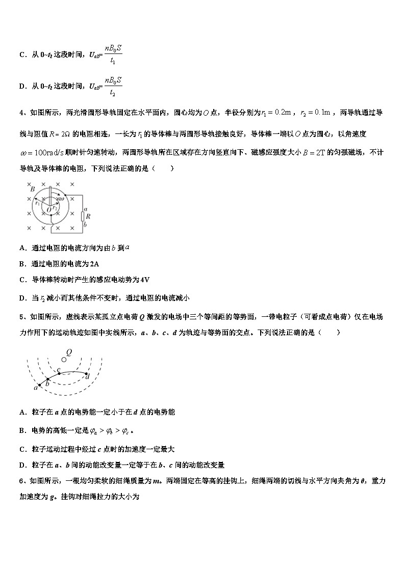 安徽省蒙城县一中2026届高三（最后冲刺）物理试卷含解析第2页