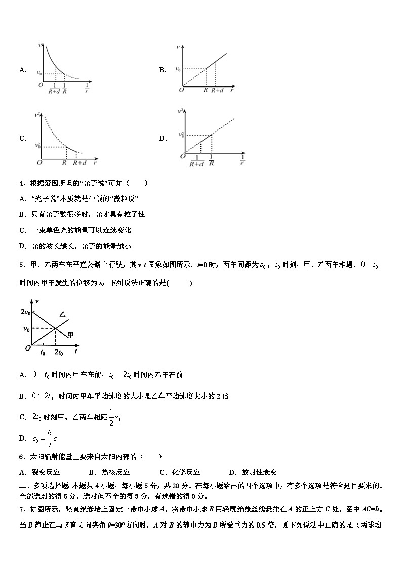 安徽省马鞍山市2026届高三考前热身物理试卷含解析第2页