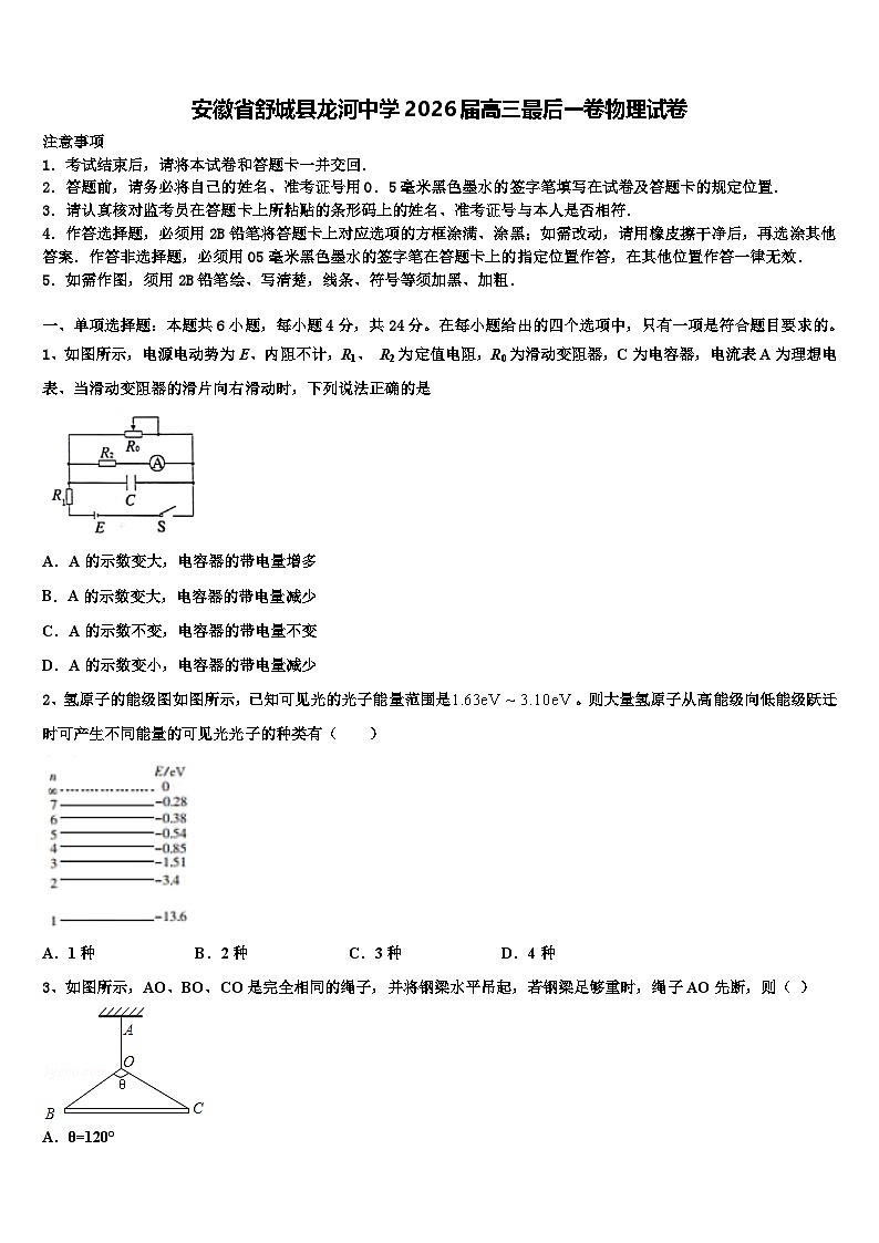 安徽省舒城县龙河中学2026届高三最后一卷物理试卷含解析第1页