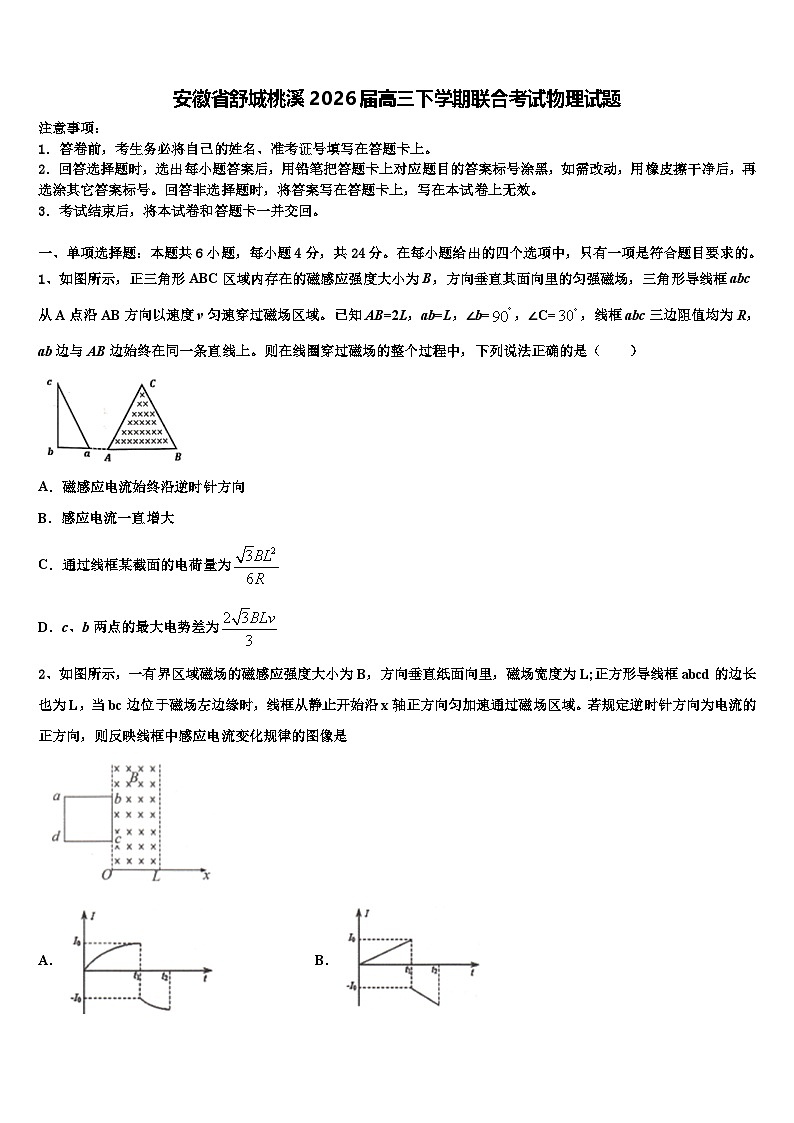 安徽省舒城桃溪2026届高三下学期联合考试物理试题含解析第1页