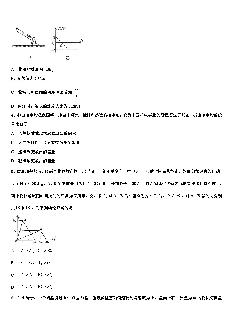 安徽省淮南四中2026届高三（最后冲刺）物理试卷含解析第2页