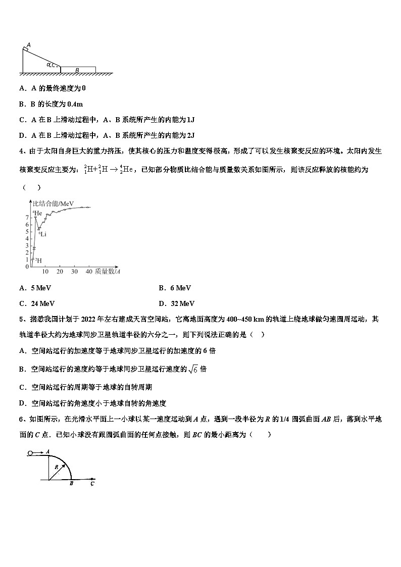 安徽省淮南市第二中学2026届高三第二次模拟考试物理试卷含解析第2页
