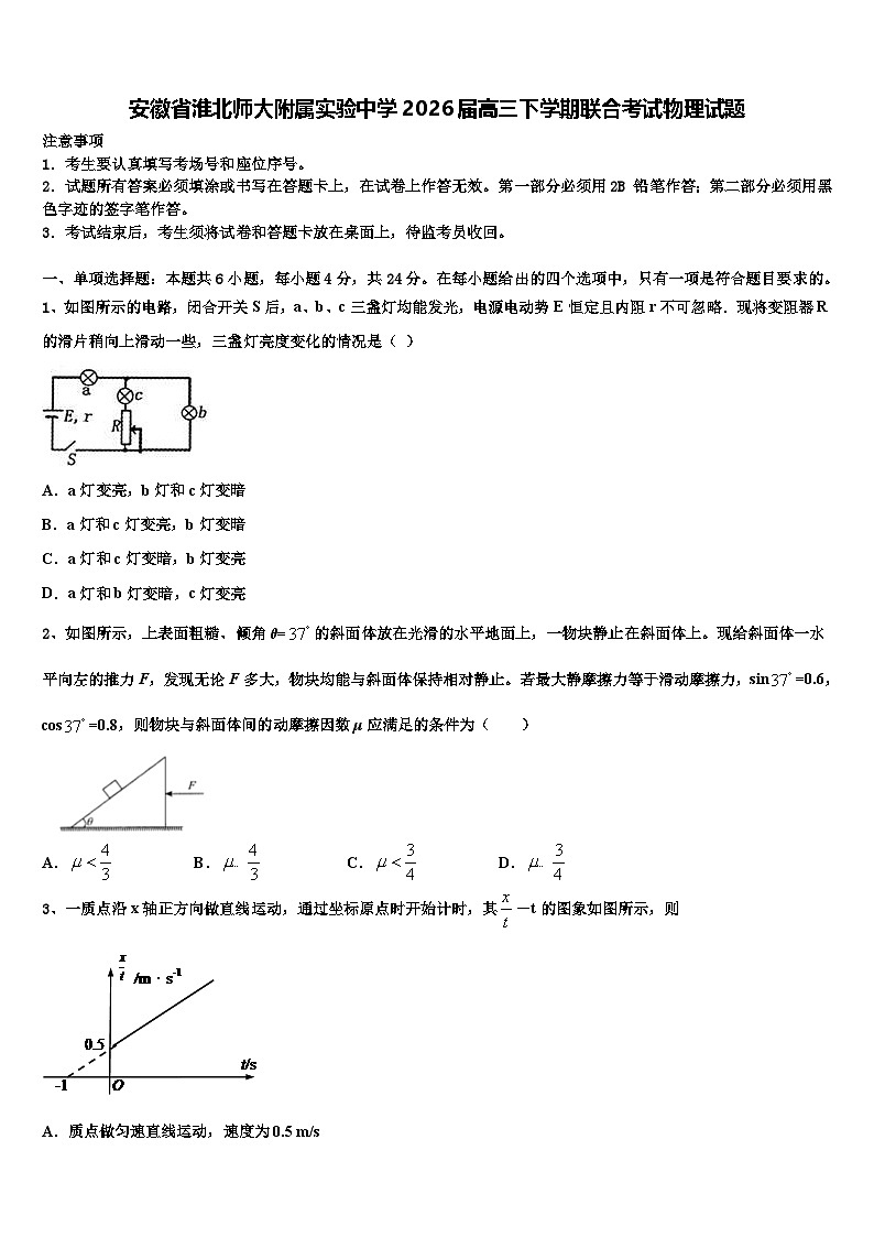 安徽省淮北师大附属实验中学2026届高三下学期联合考试物理试题含解析第1页