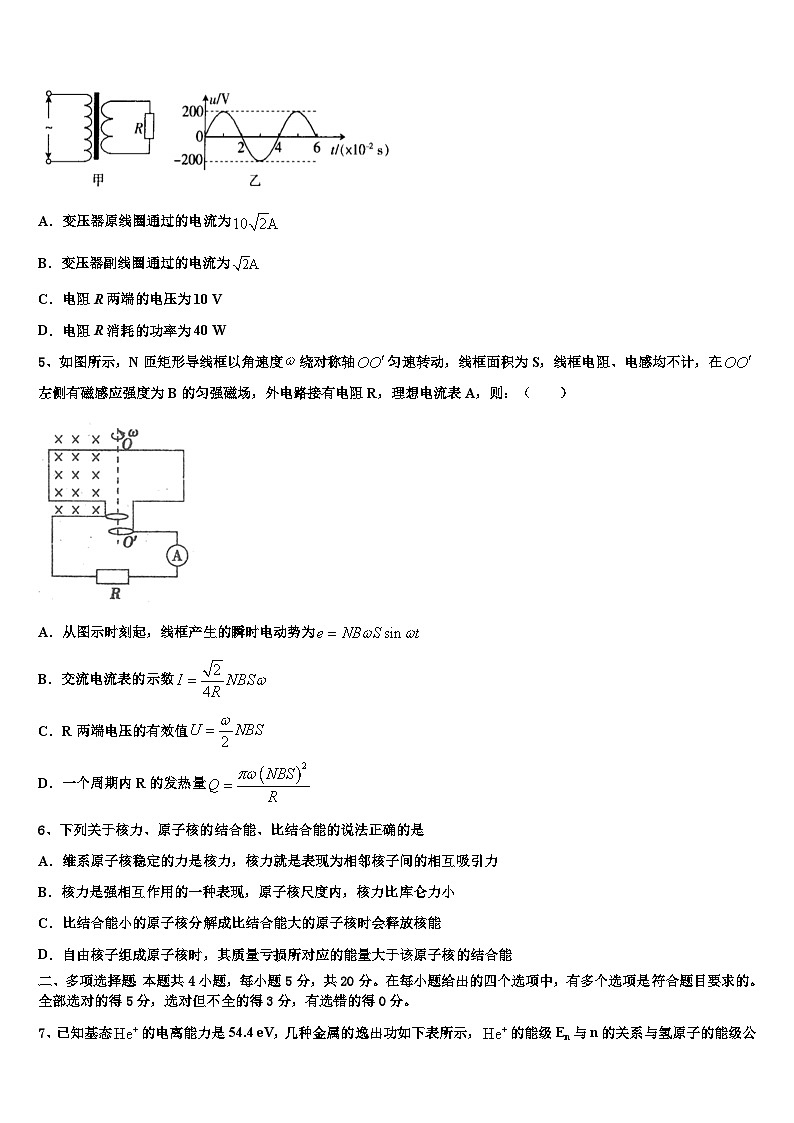 安徽省合肥市区属中学2026届高三一诊考试物理试卷含解析第2页