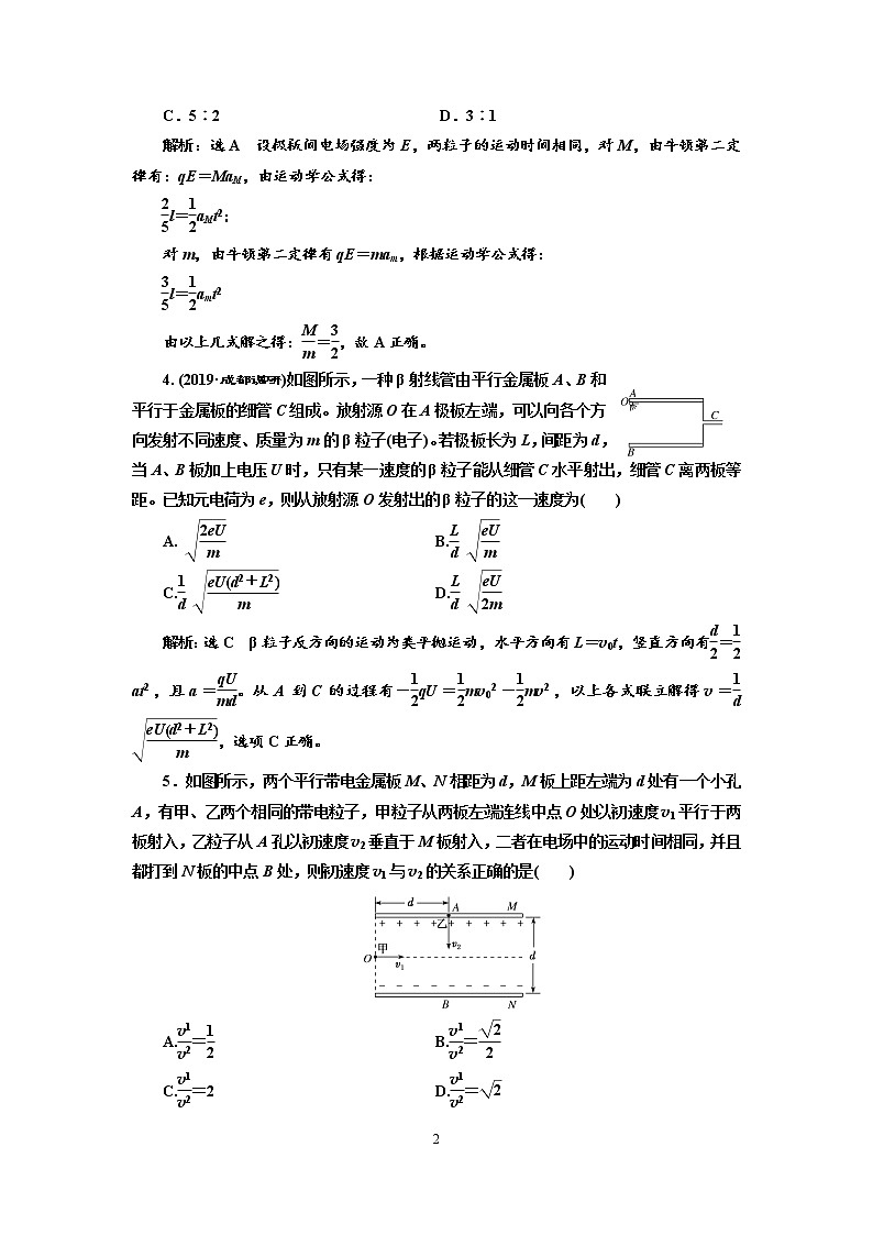 2020新课标版物理高考一轮复习质量检测 二十四、电容器  带电粒子在电场中的运动02
