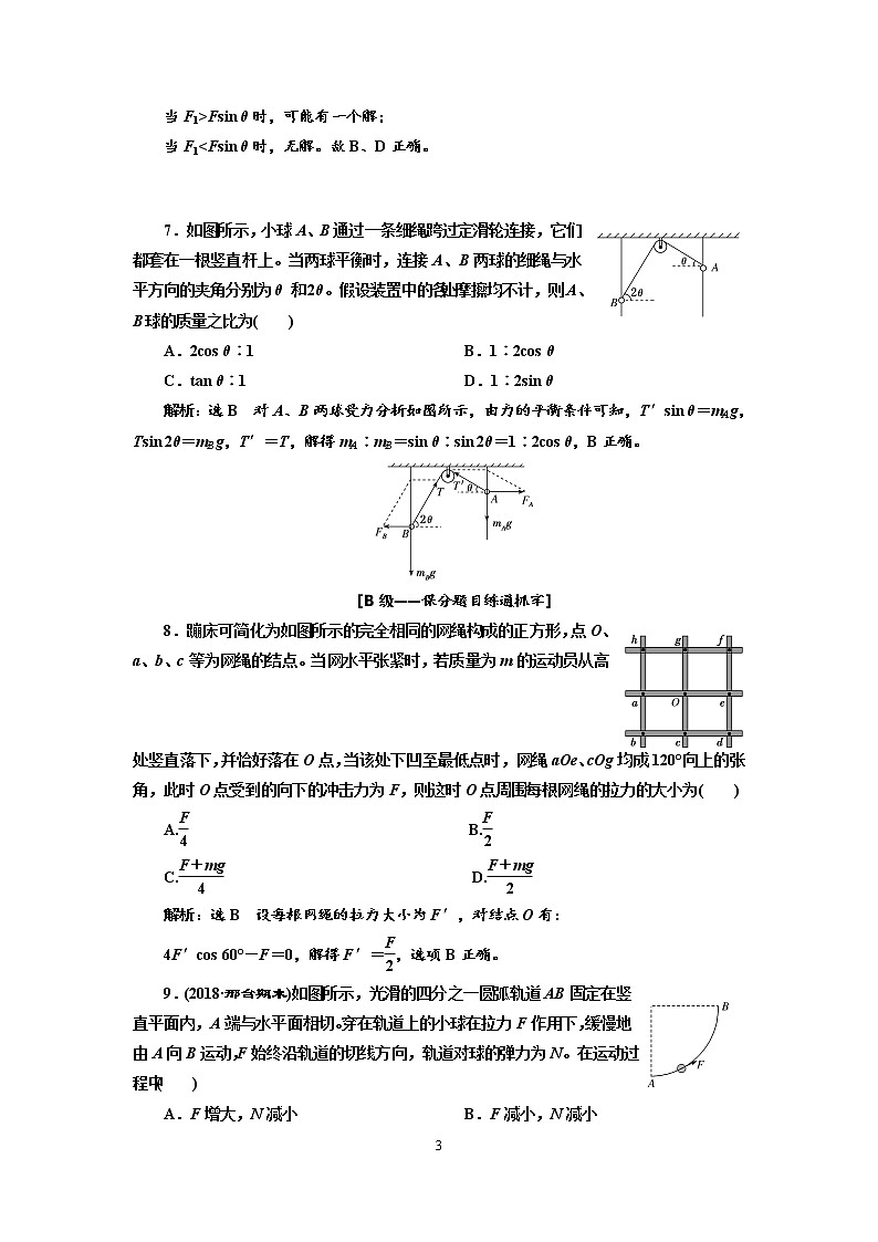 2020新课标版物理高考一轮复习质量检测 六、力的合成与分解03