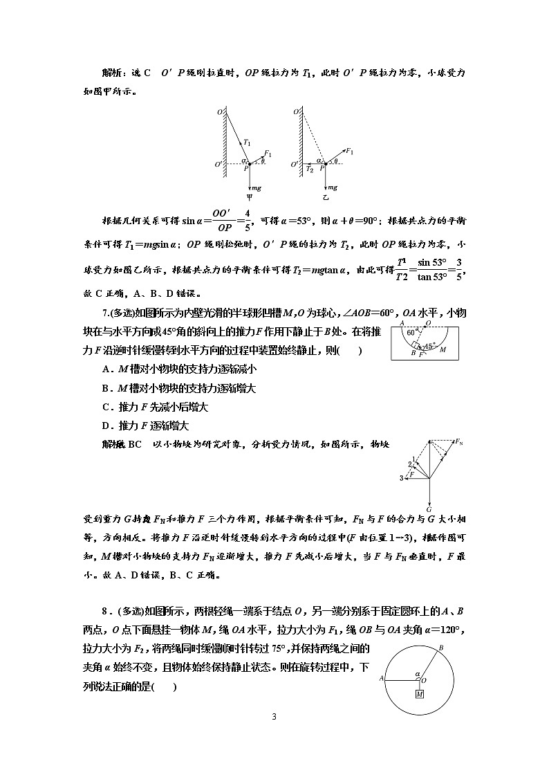 2020新课标版物理高考一轮复习质量检测 七、受力分析  共点力的平衡03