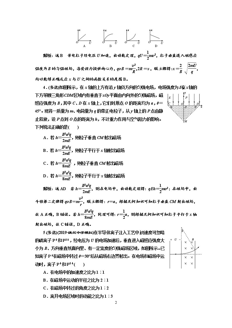 2020新课标版物理高考一轮复习质量检测 三十、带电粒子在组合场中的运动02