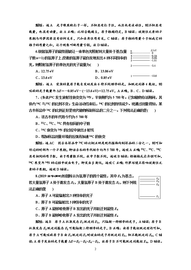 2020新课标版物理高考一轮复习质量检测 三十九、原子结构  原子核02